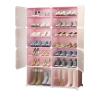 2 Columns 7 Tier Shoe Rack Heighten Plastic Withdoor Dustproof Storage 28 Pairs of Shoes Dormitory Living Room Pink 85X32X127CM view 1
