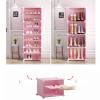 2 Columns 7 Tier Shoe Rack Heighten Plastic Withdoor Dustproof Storage 28 Pairs of Shoes Dormitory Living Room Pink 85X32X127CM view 4