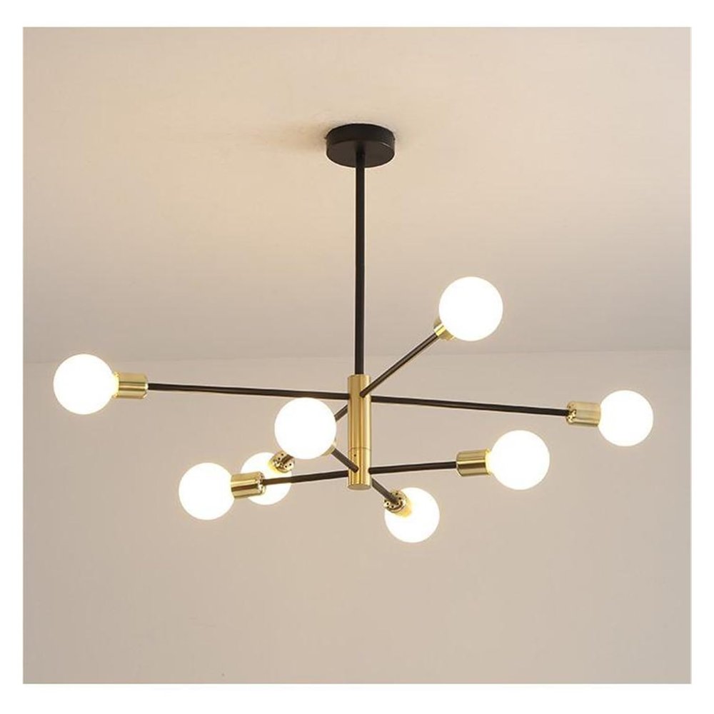 Modern Chandelier, Matte Black Sputnik Chandelier 12 Lights Adjustable Modern Chandelier Compatible with Dining Room V-intage Industrial Ceiling Lighting Fixtures Compatible with Kitchen Island Hallwa