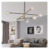 Modern Chandelier, Matte Black Sputnik Chandelier 12 Lights Adjustable Modern Chandelier Compatible with Dining Room V-intage Industrial Ceiling Lighting Fixtures Compatible with Kitchen Island Hallwa view 2