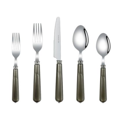 20 Piece Western Cutlery Set with Pearlescent Handles,Knife, Fork, and Spoon SetSet for 4 (Iron gray)