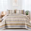 WONGS BEDDING Boho Quilt Set King Size, Brown Bohemian 3 Pieces Fall Quilt Sets, Lightweight Bedspread Coverlet Bedding Set for All Season (104"x90") view 1