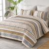 WONGS BEDDING Boho Quilt Set King Size, Brown Bohemian 3 Pieces Fall Quilt Sets, Lightweight Bedspread Coverlet Bedding Set for All Season (104"x90") view 2