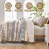 WONGS BEDDING Boho Quilt Set King Size, Brown Bohemian 3 Pieces Fall Quilt Sets, Lightweight Bedspread Coverlet Bedding Set for All Season (104"x90") view 4