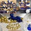 136pcs Navy Blue Gold White Balloons Garland Arch Kit,18 12 10 5 Inch Different Sizes Pack Party Latex Balloons for Valentines Day Birthday Holiday Party Decorations view 3