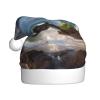 KHiry Plush Santa Hat Christmas Hat for Adults Palm Trees Clouds Light Up Xmas Hats Plush Santa Cap view 1
