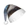 KHiry Plush Santa Hat Christmas Hat for Adults Palm Trees Clouds Light Up Xmas Hats Plush Santa Cap view 2