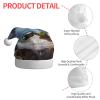KHiry Plush Santa Hat Christmas Hat for Adults Palm Trees Clouds Light Up Xmas Hats Plush Santa Cap view 4