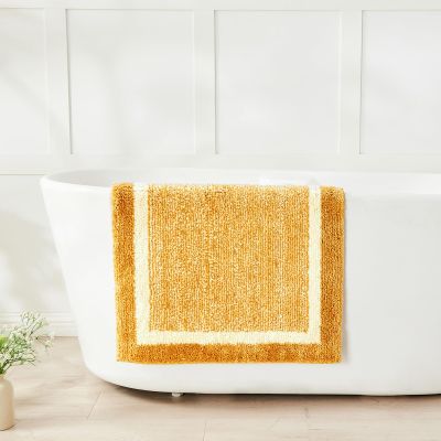 CozeCube Bath mats for Bathroom Non Slip, Fluffy Absorbent Microfiber Bath mat Washable, Aesthetic Bathroom Rugs, Long Harvest Gold Bath mat, Harvest Gold, 47" x 24"