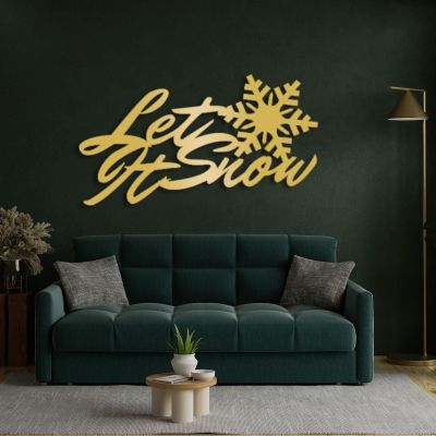 Christmas Metal Wall Decor, Let It Snow Sign, Metal Letters Wall Decor, Snowflake Christmas Metal Sign, Christmas Wall Art, Christmas Gift, Wall Hanging, Metal Wall Decor for Living Room (24x13 inches / 60x33 cm, Gold)