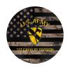 Qauirfe Us First Cavalry Division Veteran 9.84-in Silent Non-Ticking Round Wall Clock - Modern Dcor for Home Office School view 1