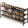 INGIORDAR Shoe Rack 3 Tier Long Storage Organizer Wide Metal Shoe Shelf for Closet Entryway Brown view 1