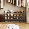 INGIORDAR Shoe Rack 3 Tier Long Storage Organizer Wide Metal Shoe Shelf for Closet Entryway Brown view 2