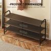 INGIORDAR Shoe Rack 3 Tier Long Storage Organizer Wide Metal Shoe Shelf for Closet Entryway Brown view 3