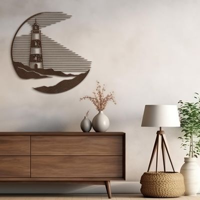 SIGNLEADER Metal Wall Art Decor Lighthouse Minimalist Modern Abstract Wall Sculpture Hangings Home Decoration for Living Room, Bedroom, Bathroom, Kitchen, Outdoor - 30" Bronze