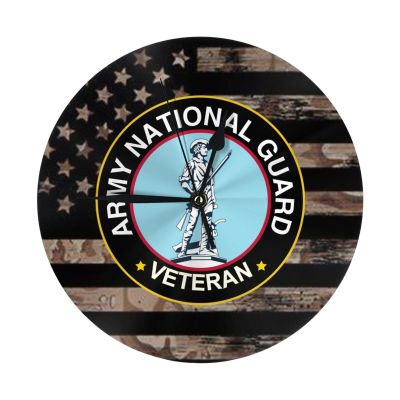 Qauirfe United States National Guard Veteran 9.84-in Silent Non-Ticking Round Wall Clock - Modern Dcor for Home Office School