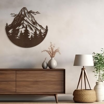 SIGNLEADER Metal Wall Art Decor Mountains and Pine Trees Minimalist Modern Abstract Wall Sculpture Hangings Home Decoration for Living Room, Bedroom, Bathroom, Kitchen, Outdoor - 36" Bronze