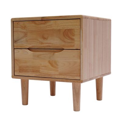 Wood Nightstand End Table, Minimalism Side Table Raw Wood Bedroom Storage Drawer Bedside Organizer Veneer Side Table Dresser Bedroom Storage Drawer with 2 Drawers (Raw Wood Color)