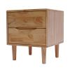 Wood Nightstand End Table, Minimalism Side Table Raw Wood Bedroom Storage Drawer Bedside Organizer Veneer Side Table Dresser Bedroom Storage Drawer with 2 Drawers (Raw Wood Color) view 1