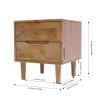 Wood Nightstand End Table, Minimalism Side Table Raw Wood Bedroom Storage Drawer Bedside Organizer Veneer Side Table Dresser Bedroom Storage Drawer with 2 Drawers (Raw Wood Color) view 3