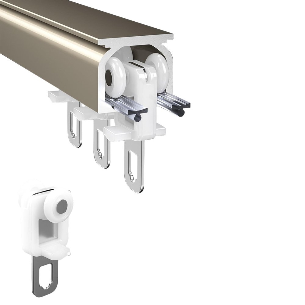 Aluminium Ceiling Mount Curtain Track System, Ceiling Mount for Curtain Rail, Built-in Room Divider Sliding Rail, with Silent Pulleys, Suitable for Shower Room Dividers and Bay Windows (Color : B, S