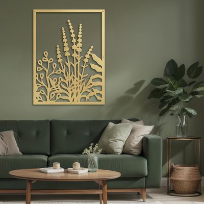 SIGNLEADER Metal Wall Art Decor Botanical Flower Leaves Minimalist Modern Abstract Wall Sculpture Hangings Home Decoration for Living Room, Bedroom, Bathroom, Kitchen, Outdoor - 24" Gold