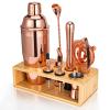 Rose Gold Cocktail Shaker Set, Premium 18/8 Stainless Steel Mixology Bartender Kit with Stylish Bamboo Stand 10-Piece Bar Tools & Accessories for Home Decor - Gift for Women, Mom, Wedding view 1
