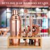 Rose Gold Cocktail Shaker Set, Premium 18/8 Stainless Steel Mixology Bartender Kit with Stylish Bamboo Stand 10-Piece Bar Tools & Accessories for Home Decor - Gift for Women, Mom, Wedding view 3