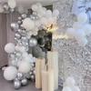 136pcs White and Silver Balloons Garland Arch Kit With Clear Balloons,18 12 10 5 Inch Party Latex Balloons for Birthday Wedding Anniversary Party Decorations view 3