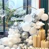 136pcs White and Silver Balloons Garland Arch Kit With Clear Balloons,18 12 10 5 Inch Party Latex Balloons for Birthday Wedding Anniversary Party Decorations view 4