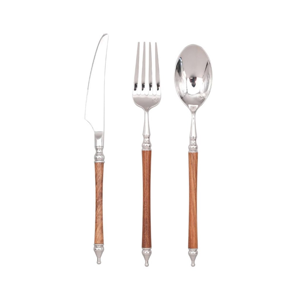30-piece Wood Silverware Set Flatware Set for 10 Huanghuali Wood Handle Silverware,304 Stainless Steel Flatware Cutlery Set Ideal for family dinners,entertaining guests, holiday gift-giving