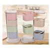 4 Tier,Wheat Straw Material Square Seasoning Jar Rotating Storage Organizer Box,Lid and Spoon,Home Kitchen,Environmental Protection view 3