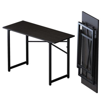 Lutown-Teen Folding Computer Desk 47 inch Writing Gaming Computer Camping Table, No Assembly Required Home Office Desk, Black