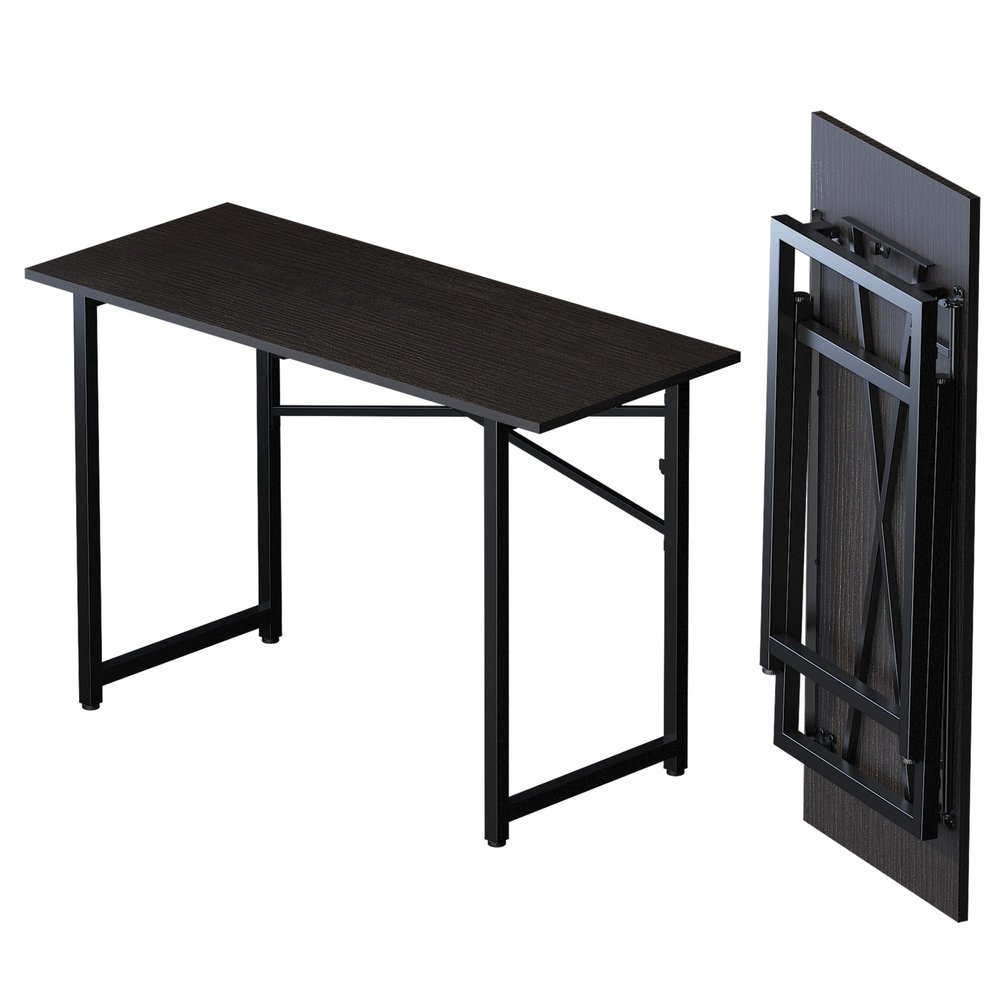 Lutown-Teen Folding Computer Desk 47 inch Writing Gaming Computer Camping Table, No Assembly Required Home Office Desk, Black