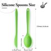 Auvotuis 2 Pcs Silicone Spoons for Cooking Heat Resistant, Non-Stick Mixing Spoon for Kitchen Cooking Baking Stirring Mixing Basting Tools (Green) view 2