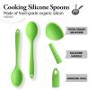 Auvotuis 2 Pcs Silicone Spoons for Cooking Heat Resistant, Non-Stick Mixing Spoon for Kitchen Cooking Baking Stirring Mixing Basting Tools (Green) view 3
