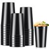 Mifoci 24 Pcs Stadium Plastic Cups Blank Reusable Drink Tumblers Bulk Stackable Drinking Stadium Tumbler for Birthday Party Weddings Mardi Gras(22oz,Black) view 1