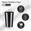 Mifoci 24 Pcs Stadium Plastic Cups Blank Reusable Drink Tumblers Bulk Stackable Drinking Stadium Tumbler for Birthday Party Weddings Mardi Gras(22oz,Black) view 2