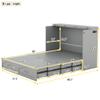 Flieks Full Size Murphy Bed Frame for Boys Girls Kids Adults Toddler Wall Bed with Drawer and a Set of Sockets & USB Ports, Pulley Structure Design, Gray view 2