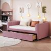 Bekeknlny Twin Size Upholstered Daybed with Ergonomic Design Backrest and 2 Drawers, Velvet Sofa Bed for Kids, Bedroom, Dorm, No Spring Box Need (Pink/Velvet, Twin) view 1