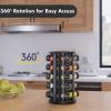 New England Stories Revolving Spice Rack Set with 20 Spice Jars, Kitchen Spice Tower Organizer for Countertop or Cabinet - Carousel Storage Includes 386 Spice Labels (Black) view 3