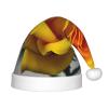 FRGMNT Yellow Rose print Christmas Hat,Santa Hat Kids, Santa Hat Holiday, Velvet Santa Claus Hat For Xmas Party view 1