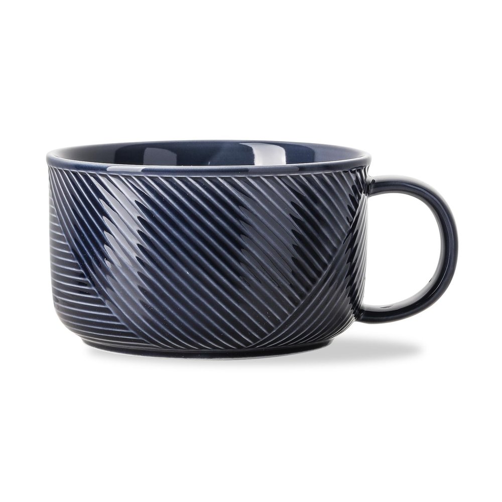 Adewnest Ceramic Soup Bowl with Handle: 38 oz Microwave Safe Extra Large Mug for Oatmeal, Cereal, Breakfast, Meal Prep, Work Lunch, Dorm Living, Single Serve Dinner - 6 Inch, Navy