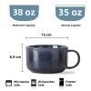 Adewnest Ceramic Soup Bowl with Handle: 38 oz Microwave Safe Extra Large Mug for Oatmeal, Cereal, Breakfast, Meal Prep, Work Lunch, Dorm Living, Single Serve Dinner - 6 Inch, Navy view 2