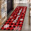 MUOUCTE Happy Christmas and New Year Long Hallway Rug Runners, 2.6x7ft, Snowflake Bells Red Hat Runner for Entryway, with Non Slip Backing Floor Decoration, Durable Soft Hallway Carpet for Bedroom view 1