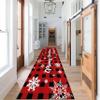 MUOUCTE Happy Christmas and New Year Long Hallway Rug Runners, 2.6x7ft, Snowflake Bells Red Hat Runner for Entryway, with Non Slip Backing Floor Decoration, Durable Soft Hallway Carpet for Bedroom view 3
