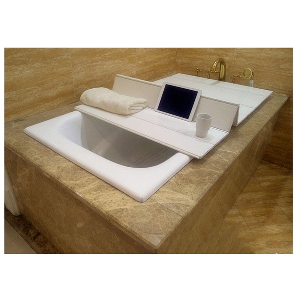 Bathtub Tray Folding Bathtub Cover Bath Lid, Dust-Proof PVC Bathroom Insulation Board Shutter Bath Lid, 1.2cm Thickness Scalable Bathtub Tray Storage Cover for Milk Baths Spa Multifunctional (Color :
