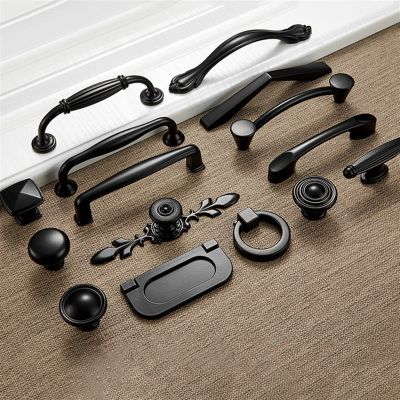 YEAHSO Black Cabinet Handles Solid Aluminum Alloy Kitchen Cupboard Pulls Drawer Knobs Furniture Handle Hardware 1Pcs (Color : 18)