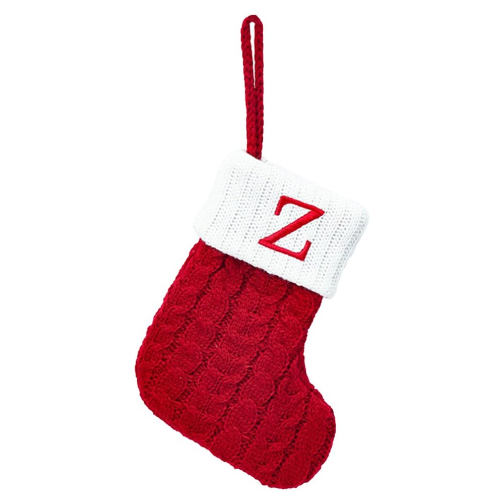 homeemoh Christmas Stocking Monogram Hanging Socks 75.5 Inch Knit Small Sock Hanging Ornament Gift Bags for Xmas Tree Fireplace Home Decoration (Z)