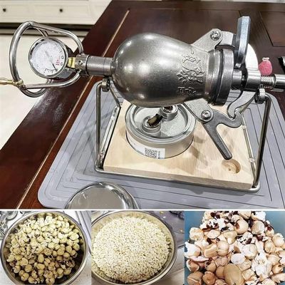 CHIPEL Hand Popcorn Machine, Open Fire Heating Popcorn Maker, Stainless Steel Popcorn Popper, Popcorn Cooker, for Family Party Fun
